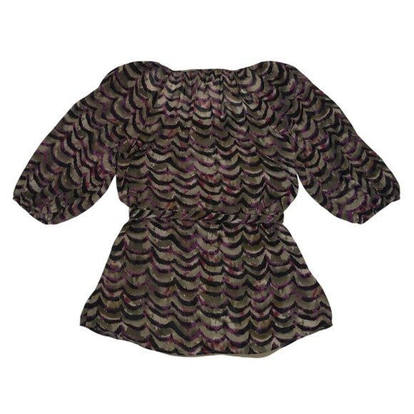 Daniel Rainn Womens Sheer Multicolor Printed Tunic Blouse With 3/4 Sleeves (M) - Picture 2 of 9